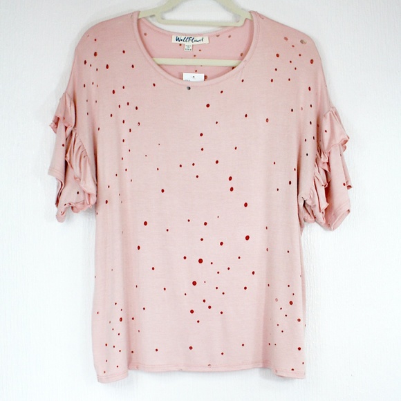 Distressed Ruffle Sleeve Relaxed Tee NWT - Picture 3 of 8